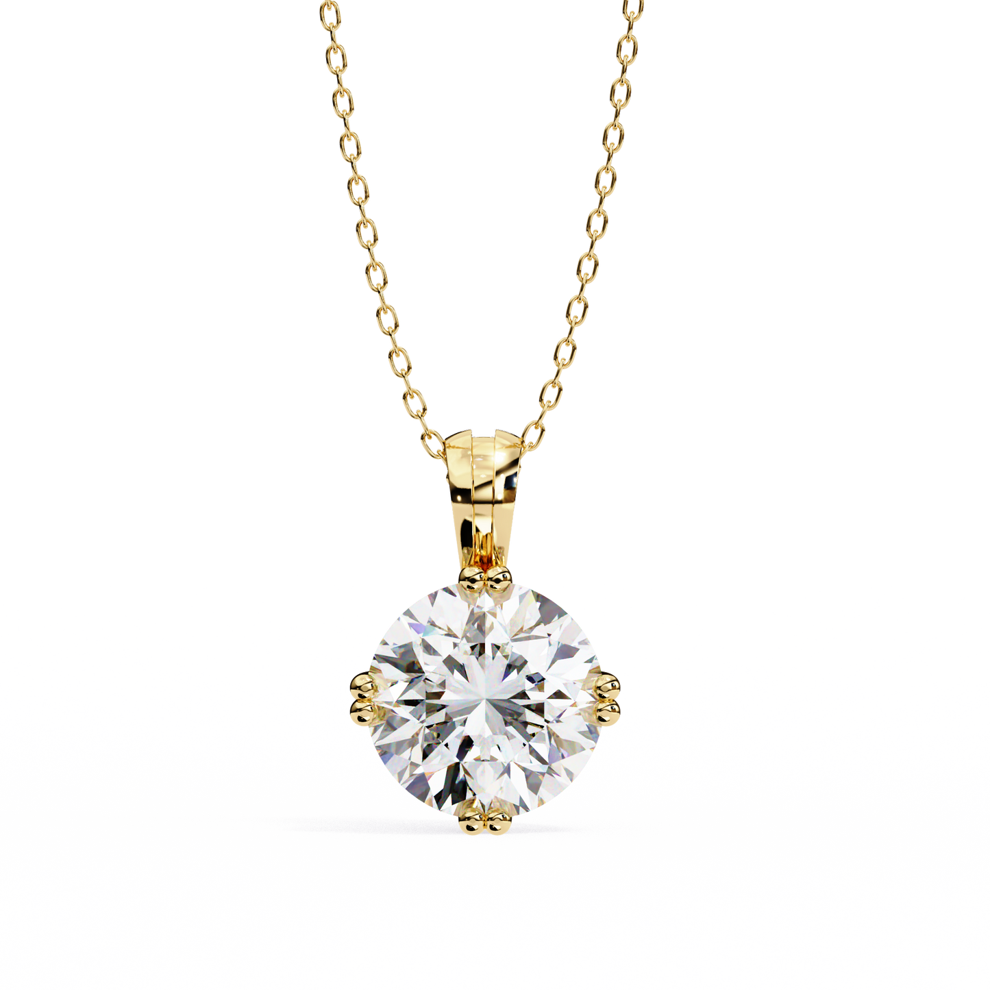 LGD Solitaire Pendant Round Stone (1.98ct) In 14K Gold Without Chain