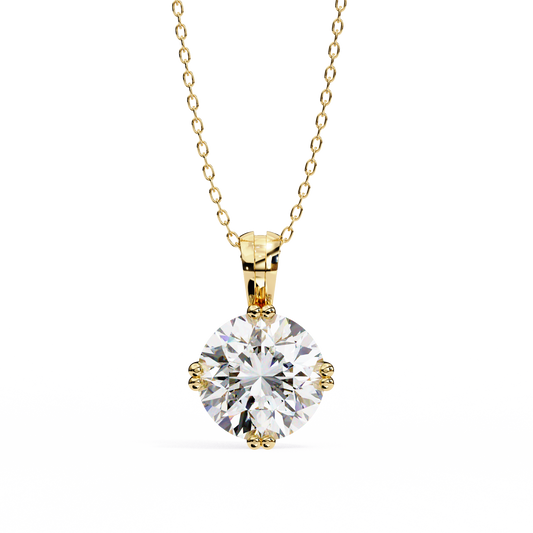 LGD Solitaire Pendant Round Stone (1.98ct) In 14K Gold Without Chain