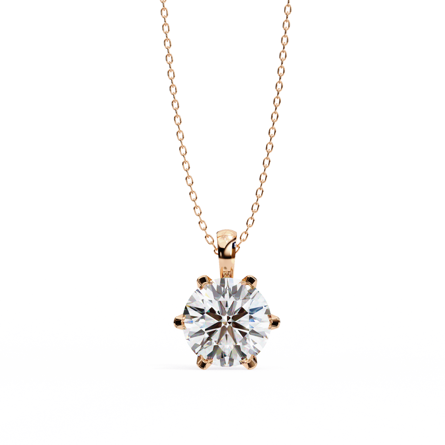 LGD Solitaire Pendant Round Stone (2.2ct) In 14K Gold Without Chain