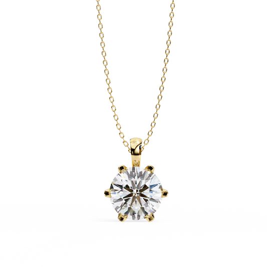 LGD Solitaire Pendant Round Stone (2.2ct) In 14K Gold Without Chain