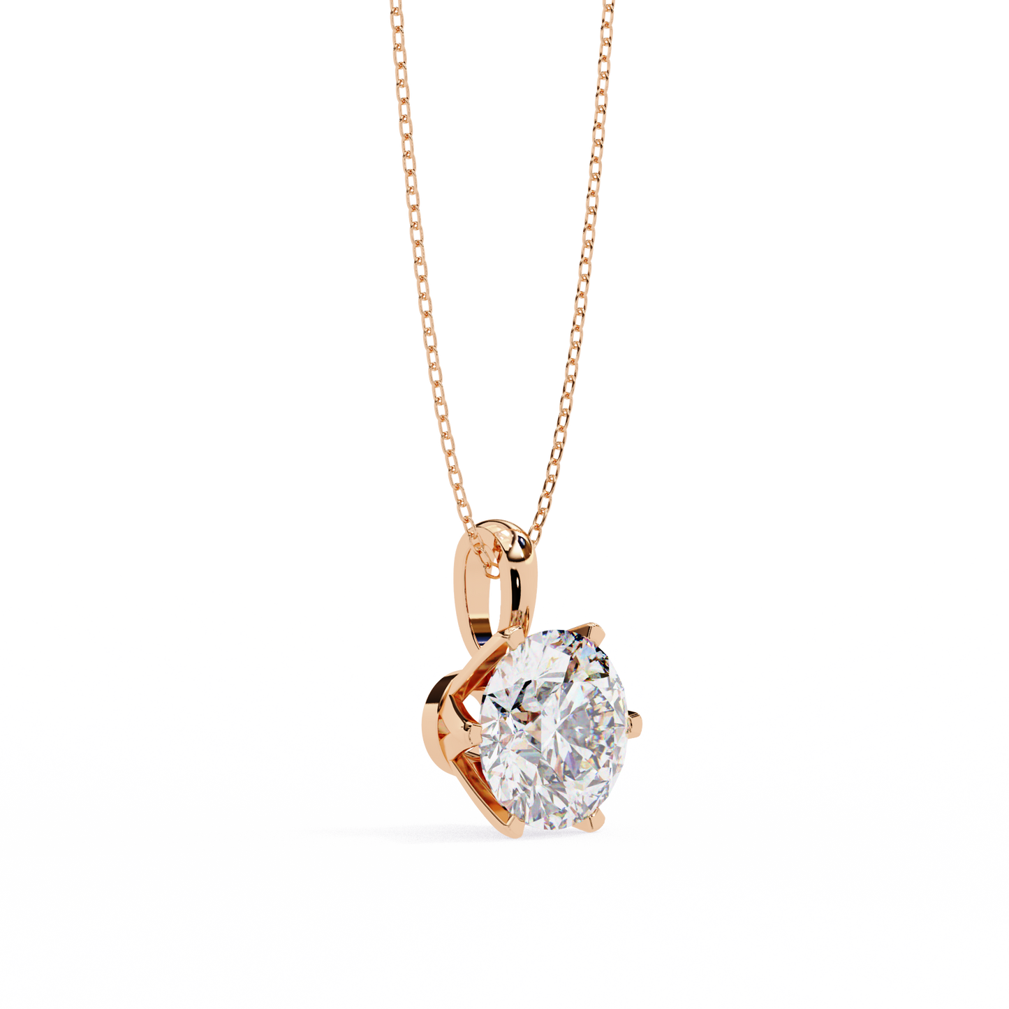 LGD Solitaire Pendant Round Stone (2.2ct) In 14K Gold Without Chain