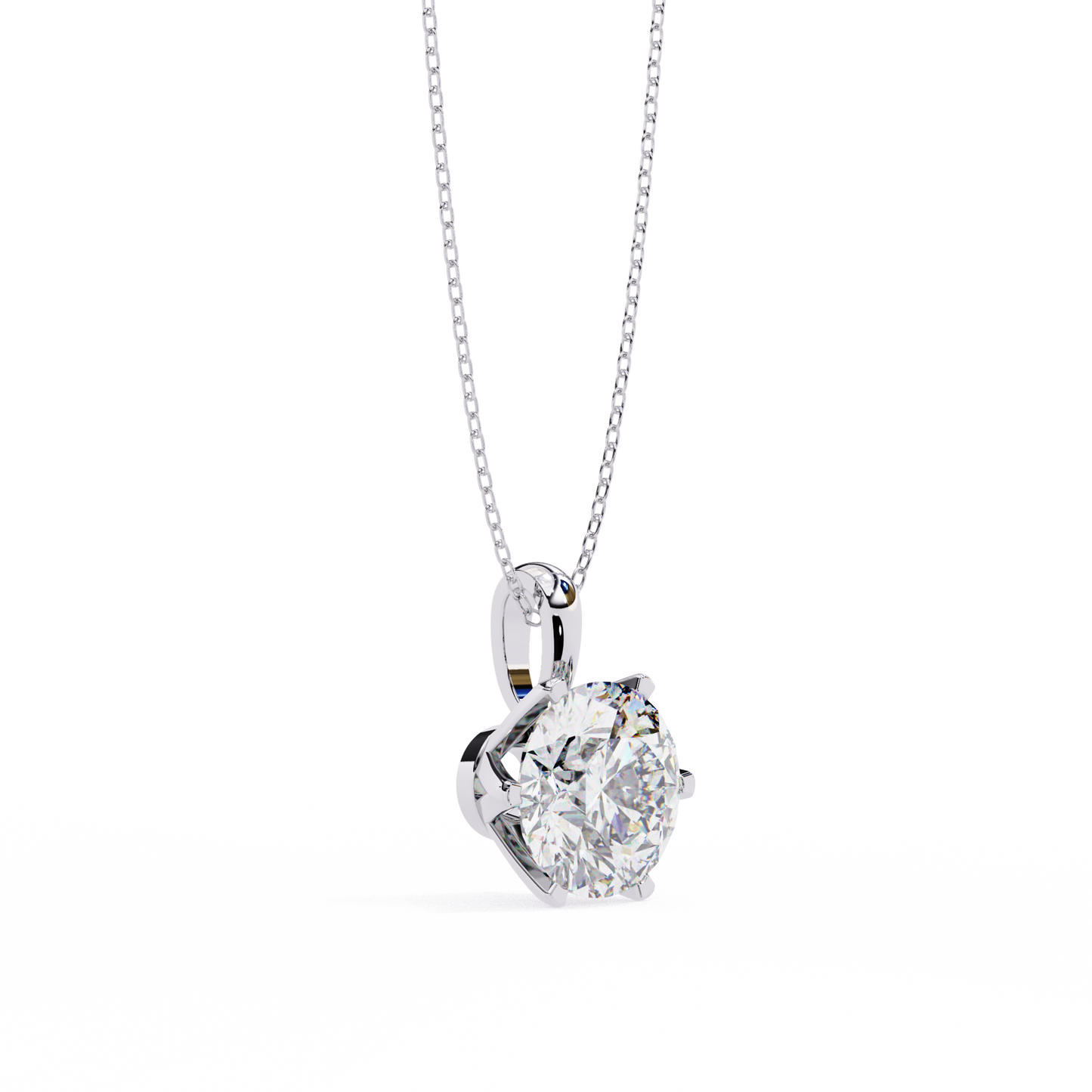 LGD Solitaire Pendant Round Stone (2.2ct) In 14K Gold Without Chain
