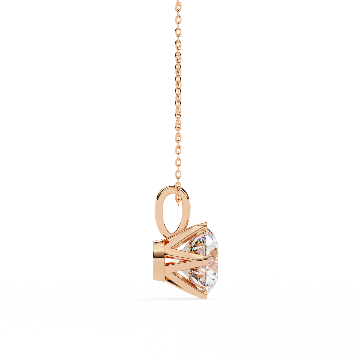 LGD Solitaire Pendant Round Stone (2.2ct) In 14K Gold Without Chain