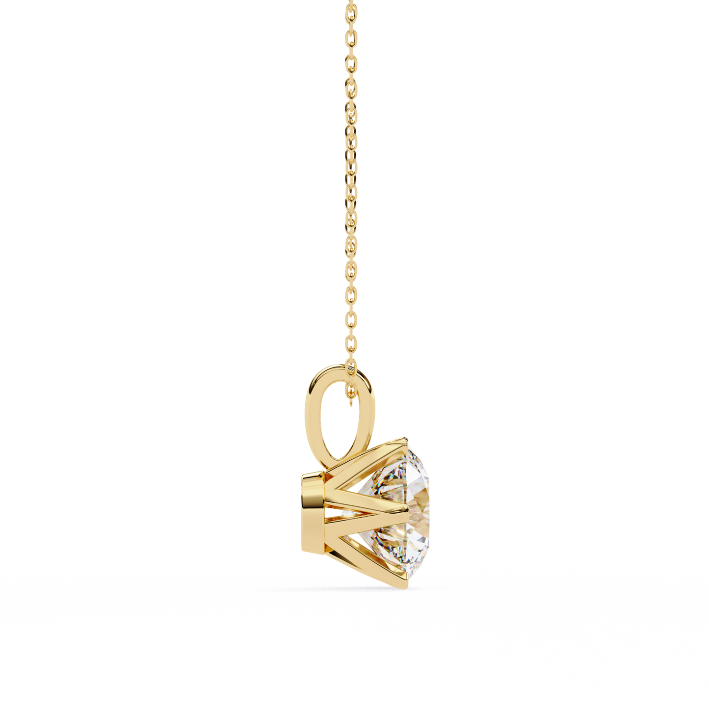 LGD Solitaire Pendant Round Stone (2.2ct) In 14K Gold Without Chain