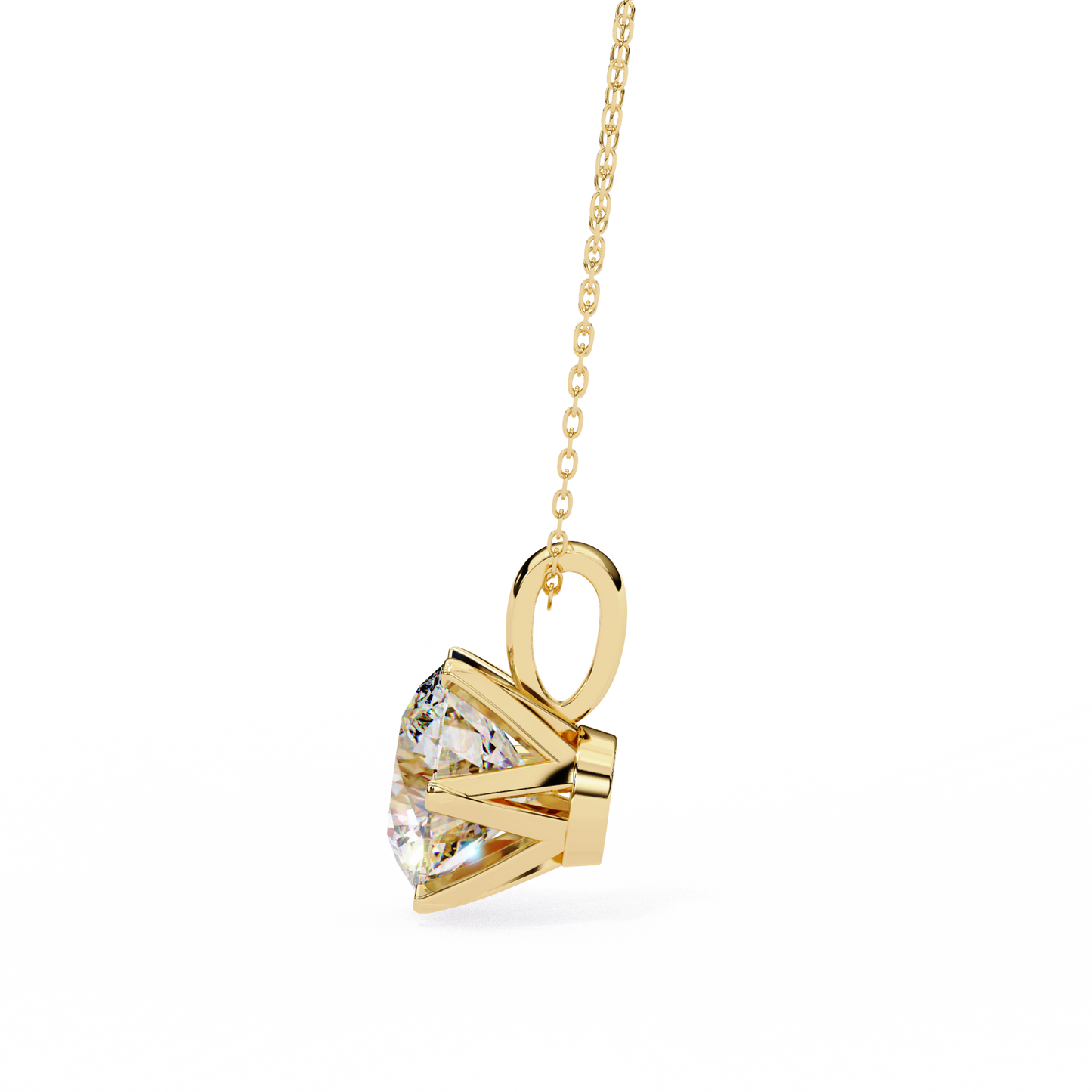 LGD Solitaire Pendant Round Stone (2.2ct) In 14K Gold Without Chain