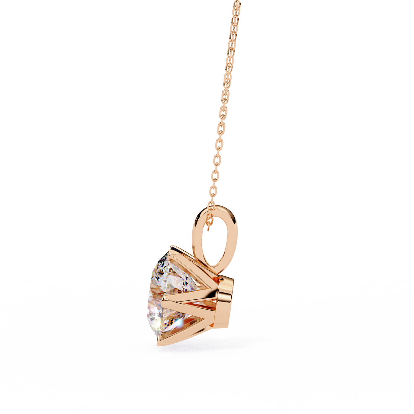 LGD Solitaire Pendant Round Stone (2.2ct) In 14K Gold Without Chain