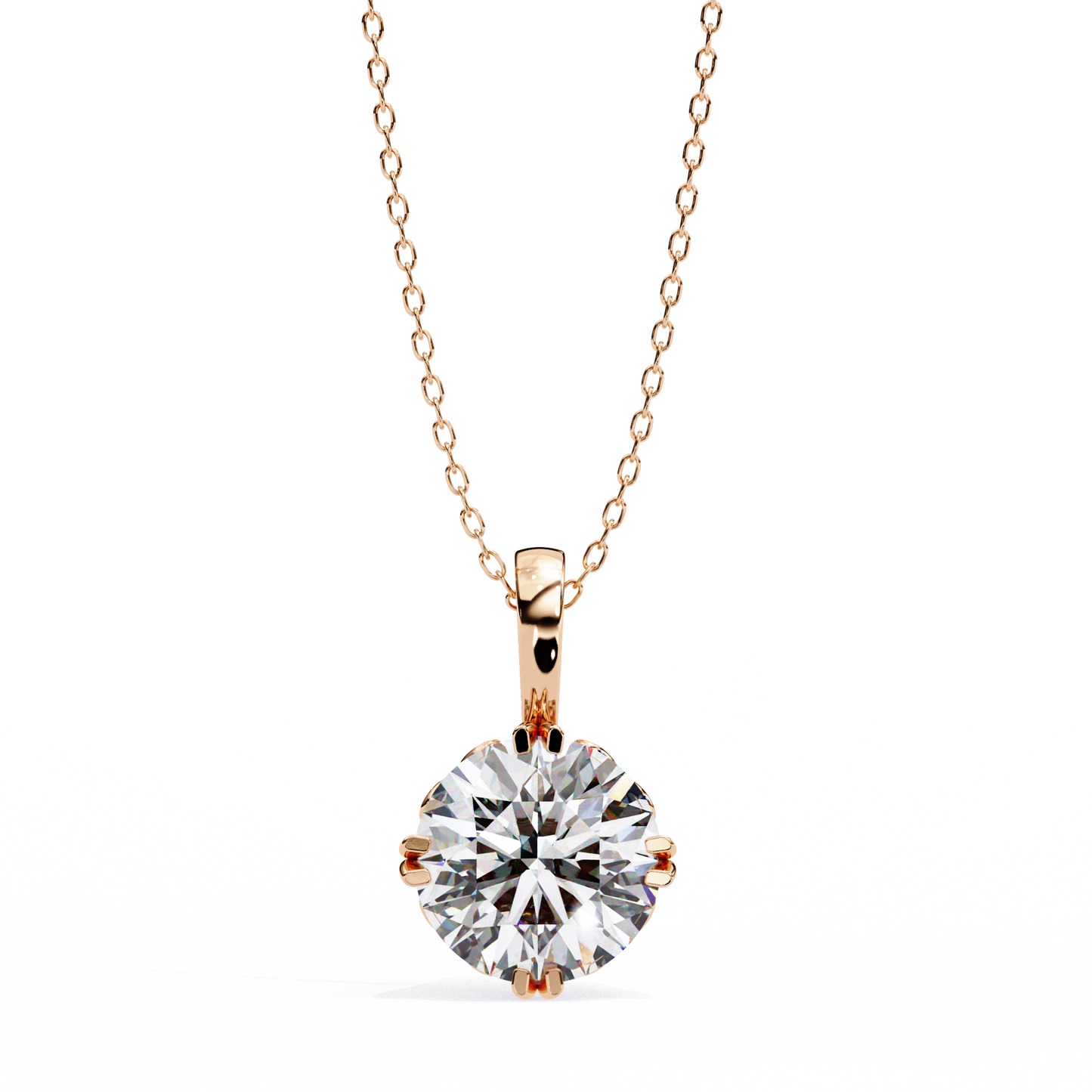 LGD Solitaire Pendant Round Stone (1.84ct) In 14K Gold Without Chain