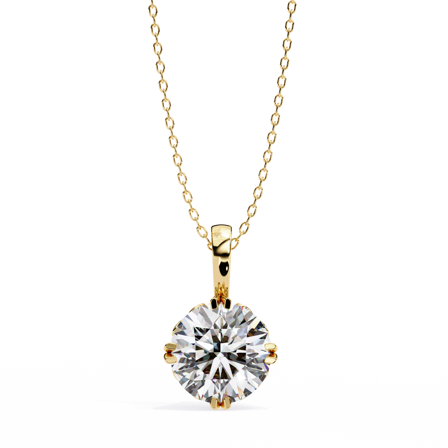 LGD Solitaire Pendant Round Stone (1.84ct) In 14K Gold Without Chain