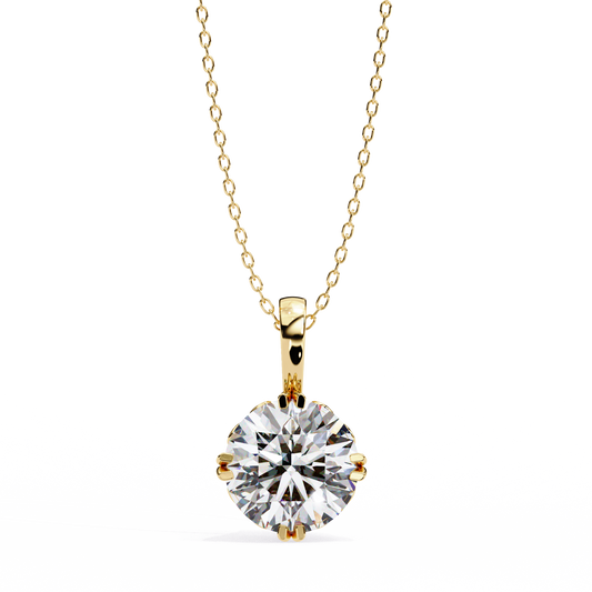 LGD Solitaire Pendant Round Stone (1.84ct) In 14K Gold Without Chain