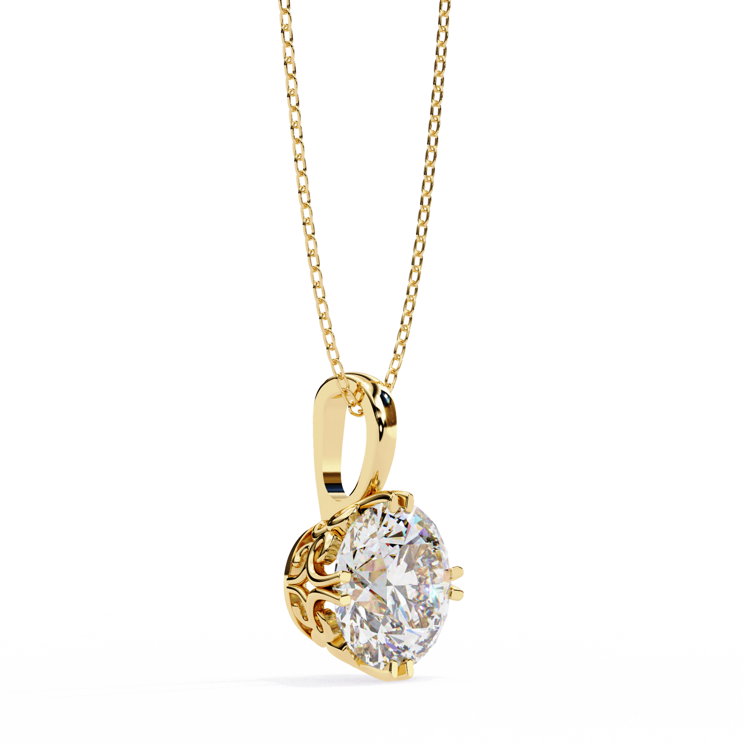 LGD Solitaire Pendant Round Stone (1.84ct) In 14K Gold Without Chain
