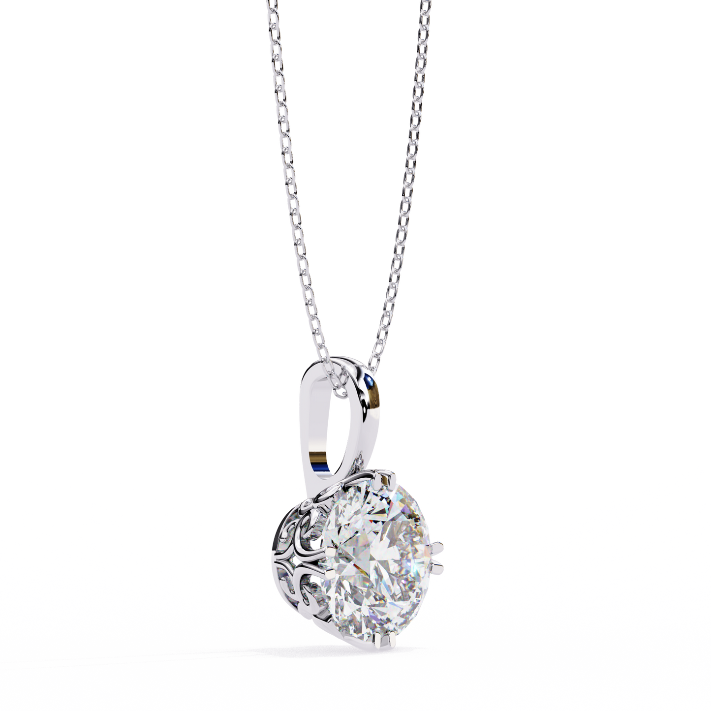 LGD Solitaire Pendant Round Stone (1.84ct) In 14K Gold Without Chain