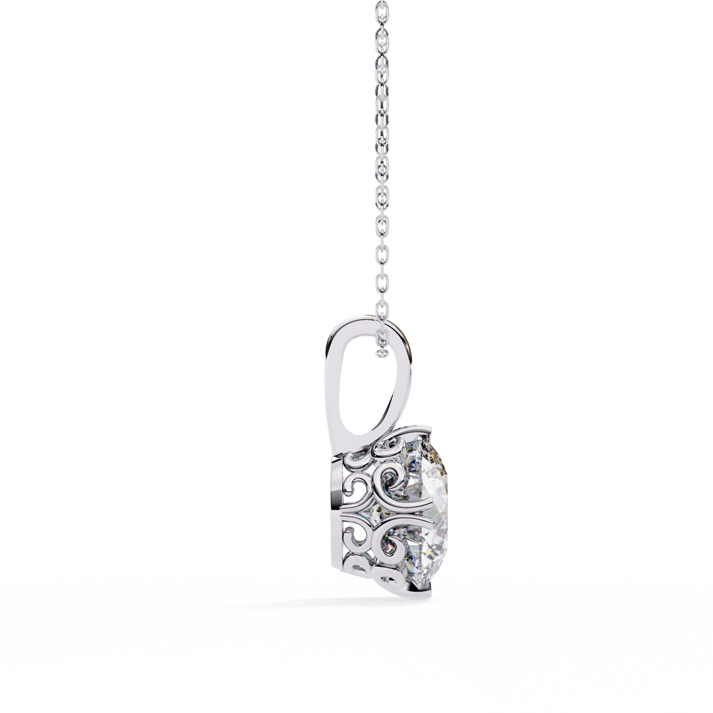 LGD Solitaire Pendant Round Stone (1.84ct) In 14K Gold Without Chain