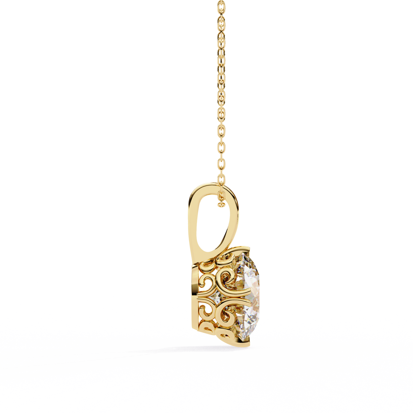 LGD Solitaire Pendant Round Stone (1.84ct) In 14K Gold Without Chain