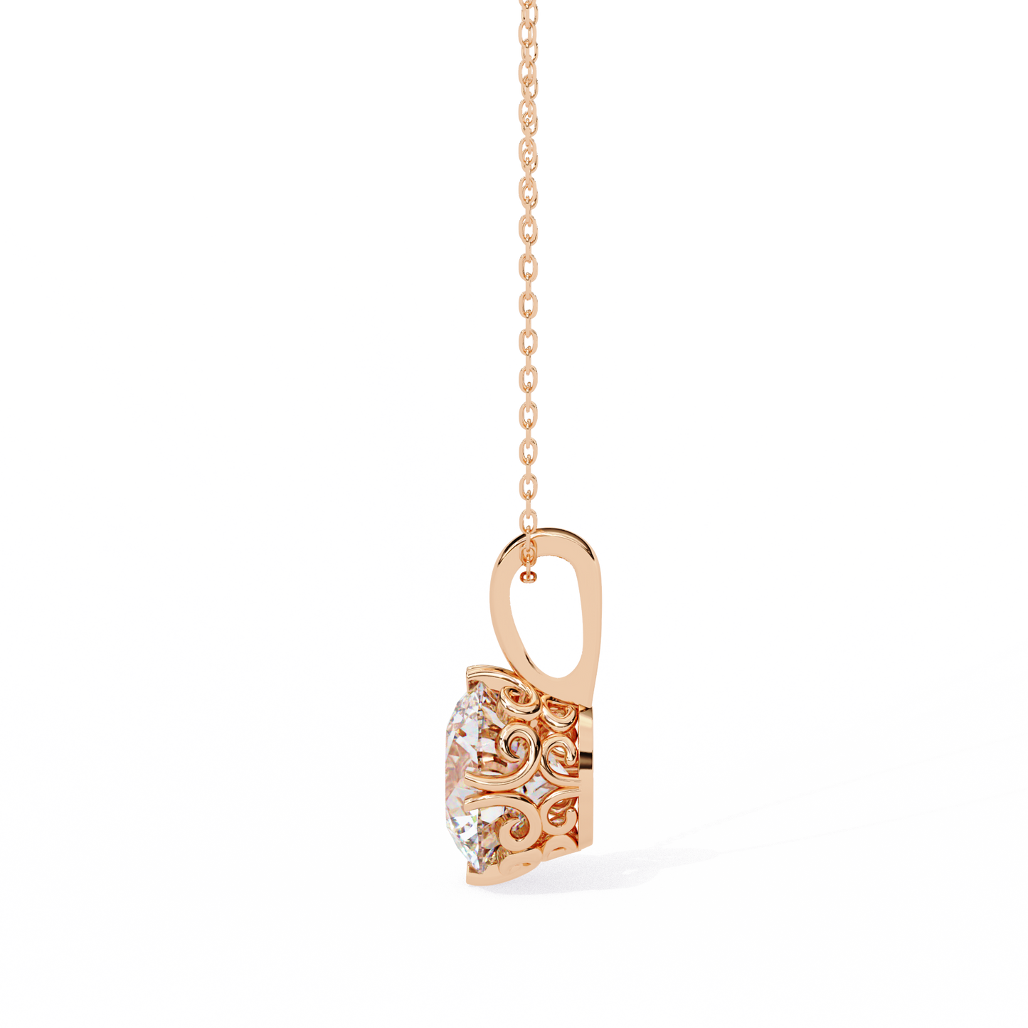 LGD Solitaire Pendant Round Stone (1.84ct) In 14K Gold Without Chain