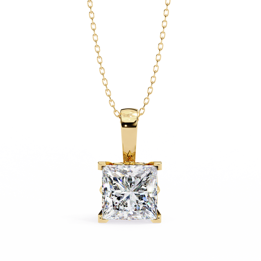 LGD Solitaire Pendant Princess Stone (2.62ct) In 14K Gold Without Chain