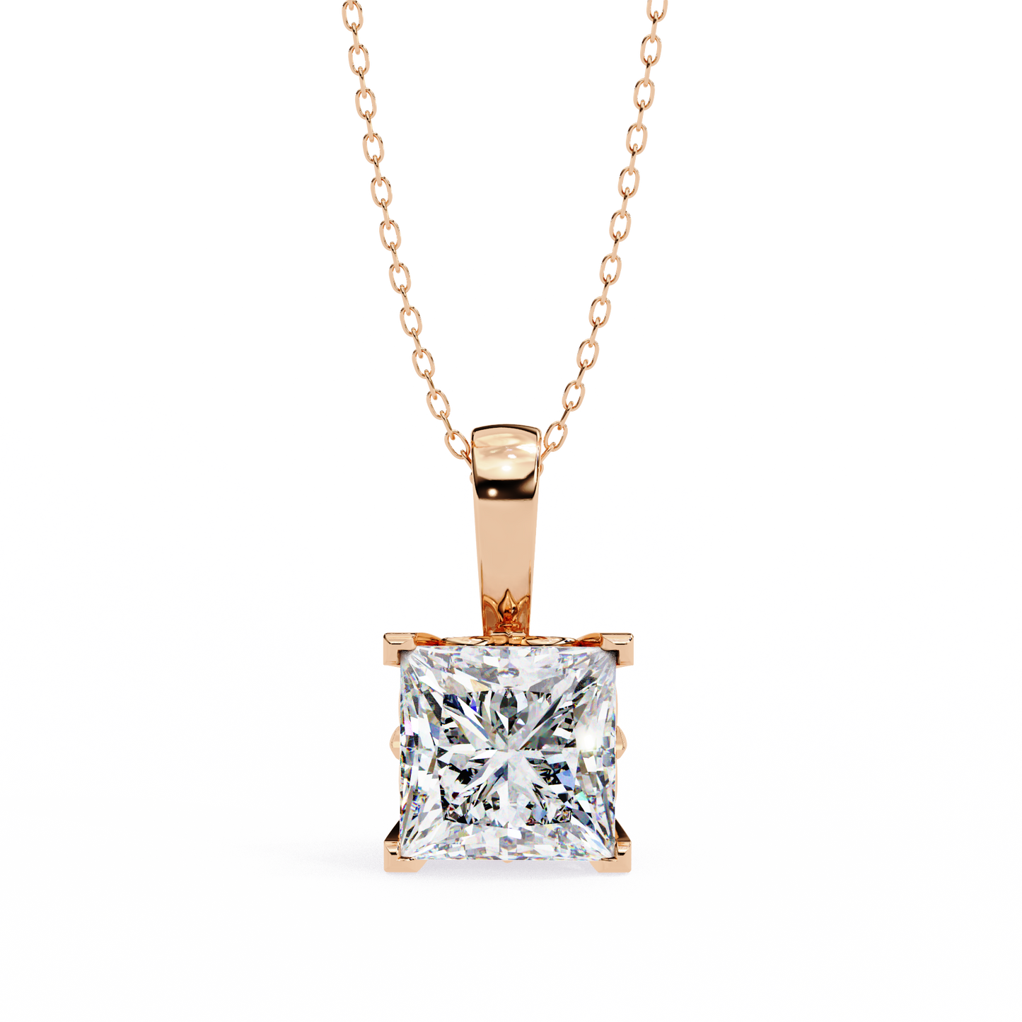 LGD Solitaire Pendant Princess Stone (2.62ct) In 14K Gold Without Chain