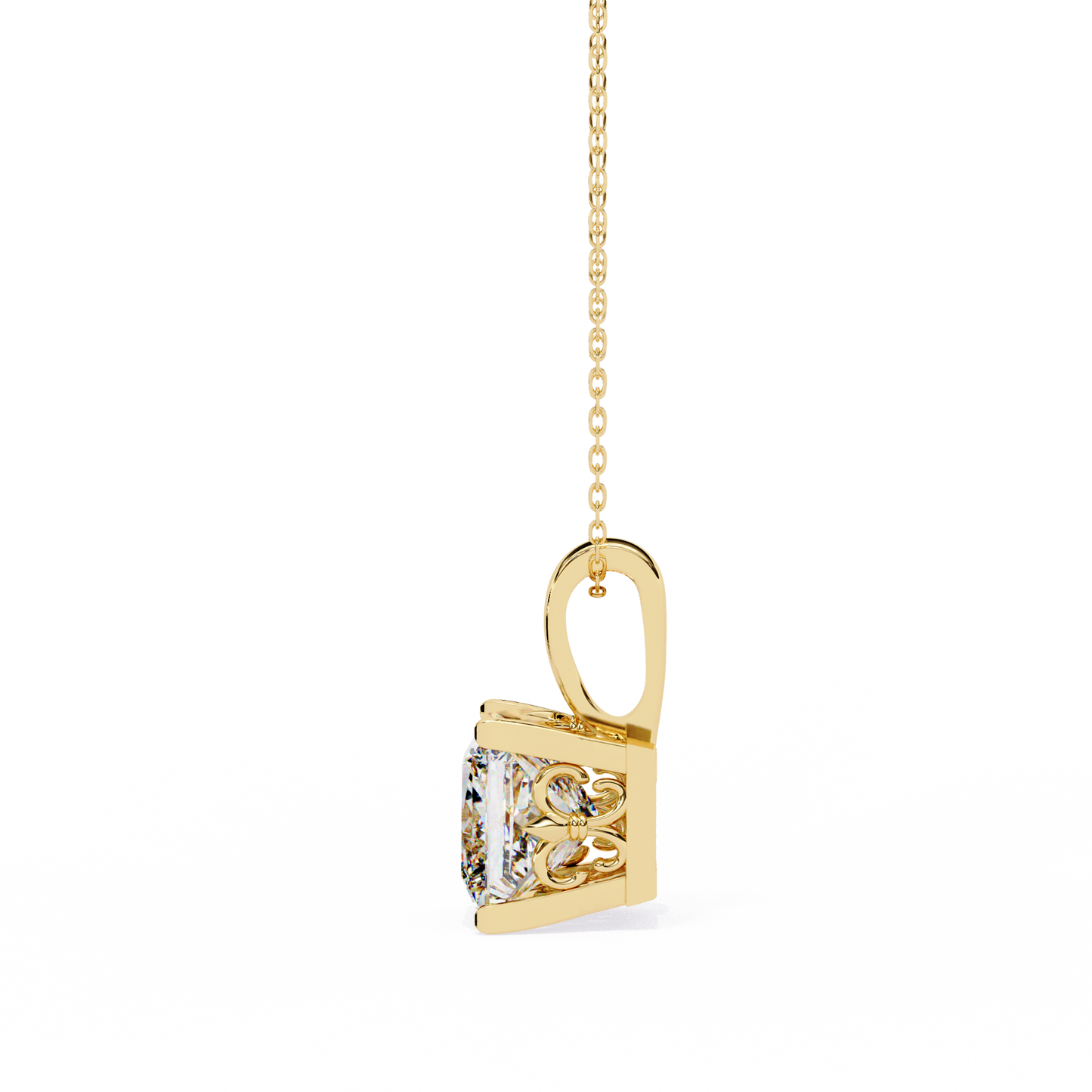LGD Solitaire Pendant Princess Stone (2.62ct) In 14K Gold Without Chain