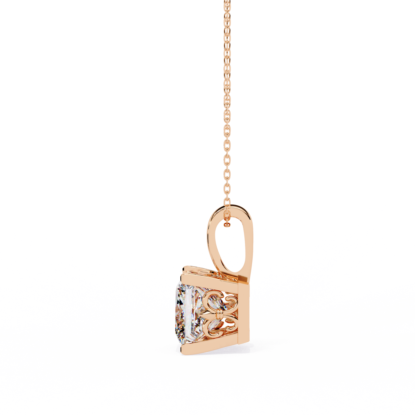 LGD Solitaire Pendant Princess Stone (2.62ct) In 14K Gold Without Chain
