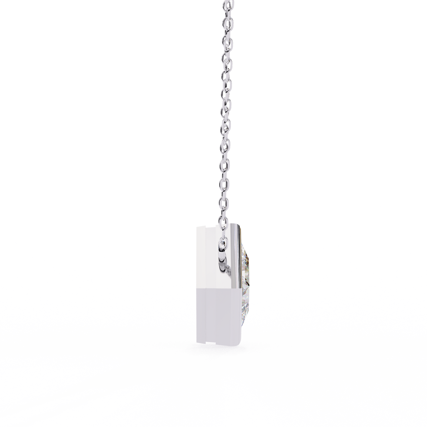 Lab Grown Solitaire Diamond Pendant Princess Stone (2.01ct Pair ) In 14K Gold Without Chain