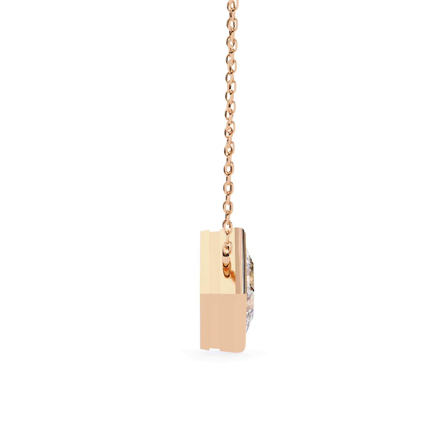 Lab Grown Solitaire Diamond Pendant Princess Stone (2.01ct Pair ) In 14K Gold Without Chain