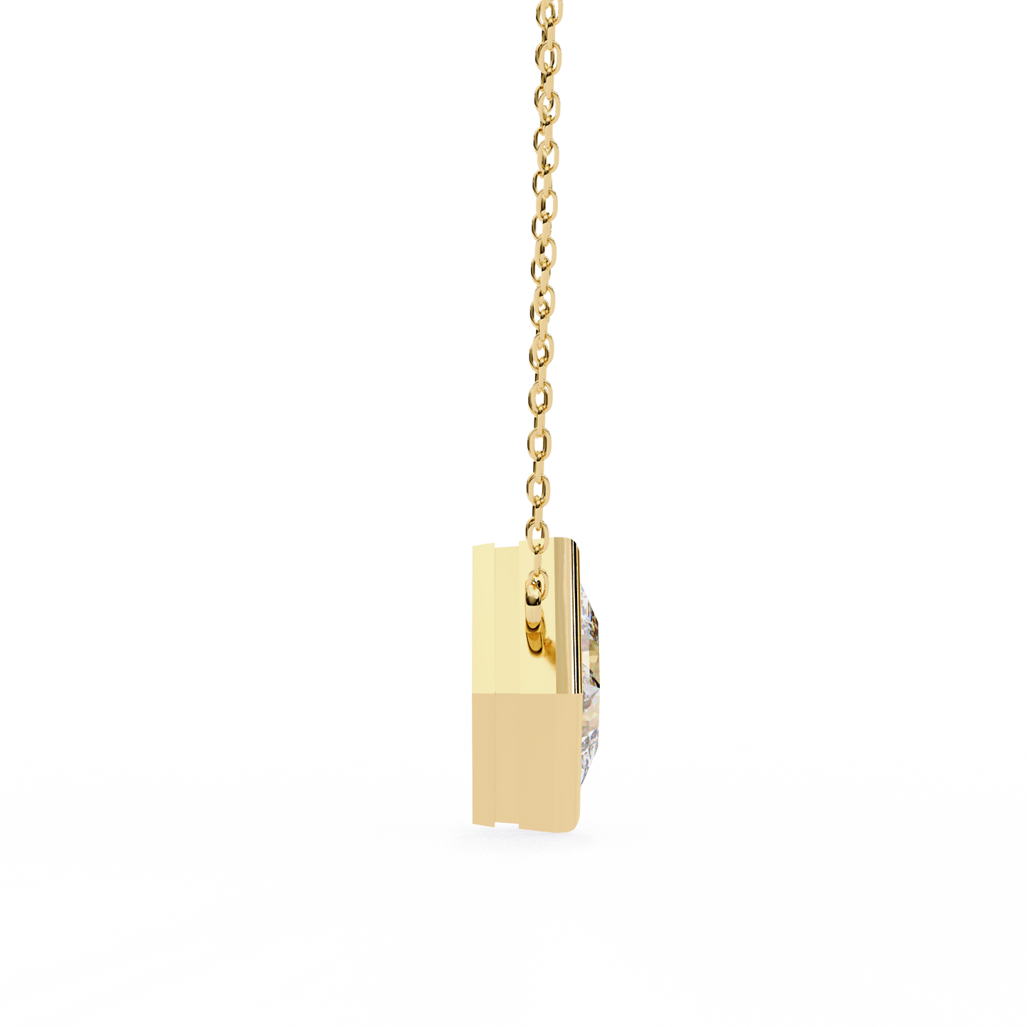 Lab Grown Solitaire Diamond Pendant Princess Stone (2.01ct Pair ) In 14K Gold Without Chain