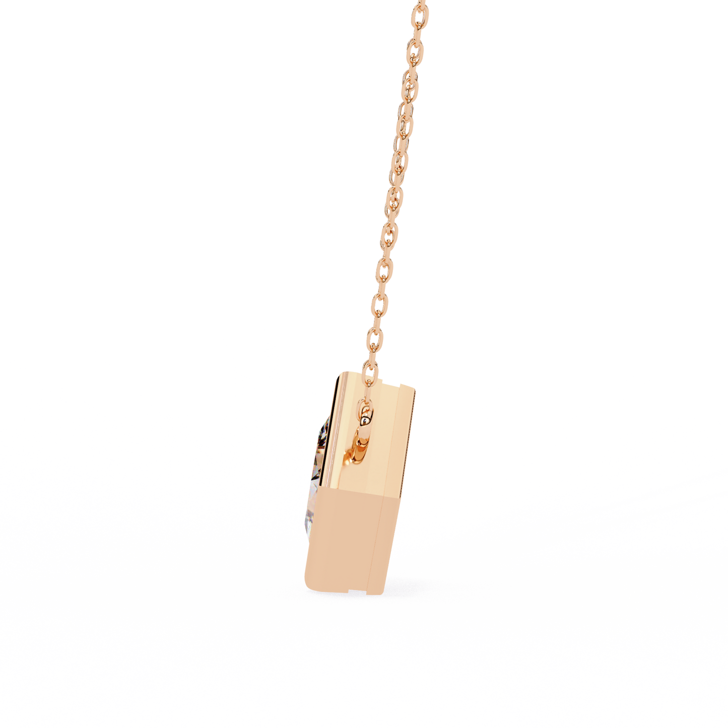 Lab Grown Solitaire Diamond Pendant Princess Stone (2.01ct Pair ) In 14K Gold Without Chain