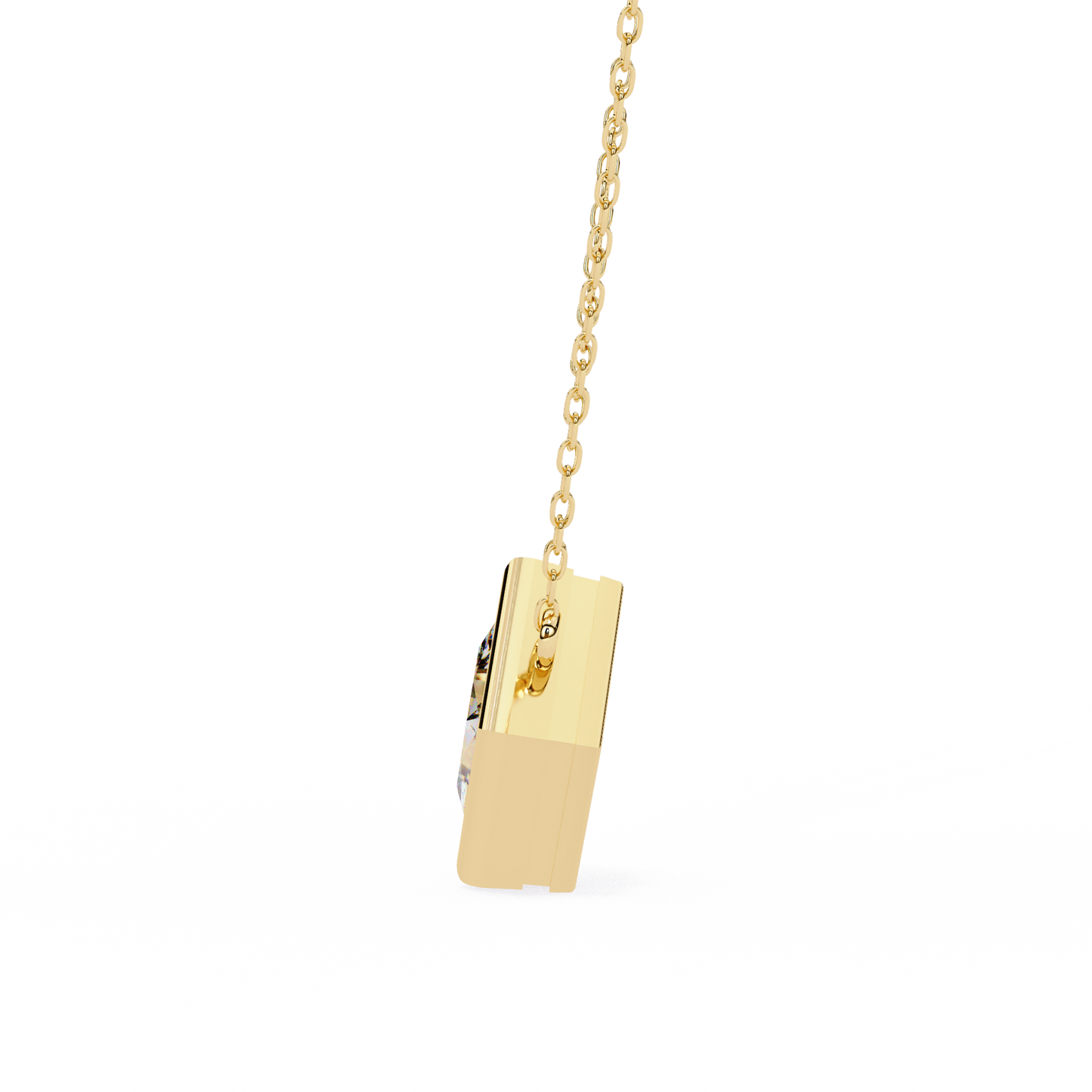 Lab Grown Solitaire Diamond Pendant Princess Stone (2.01ct Pair ) In 14K Gold Without Chain