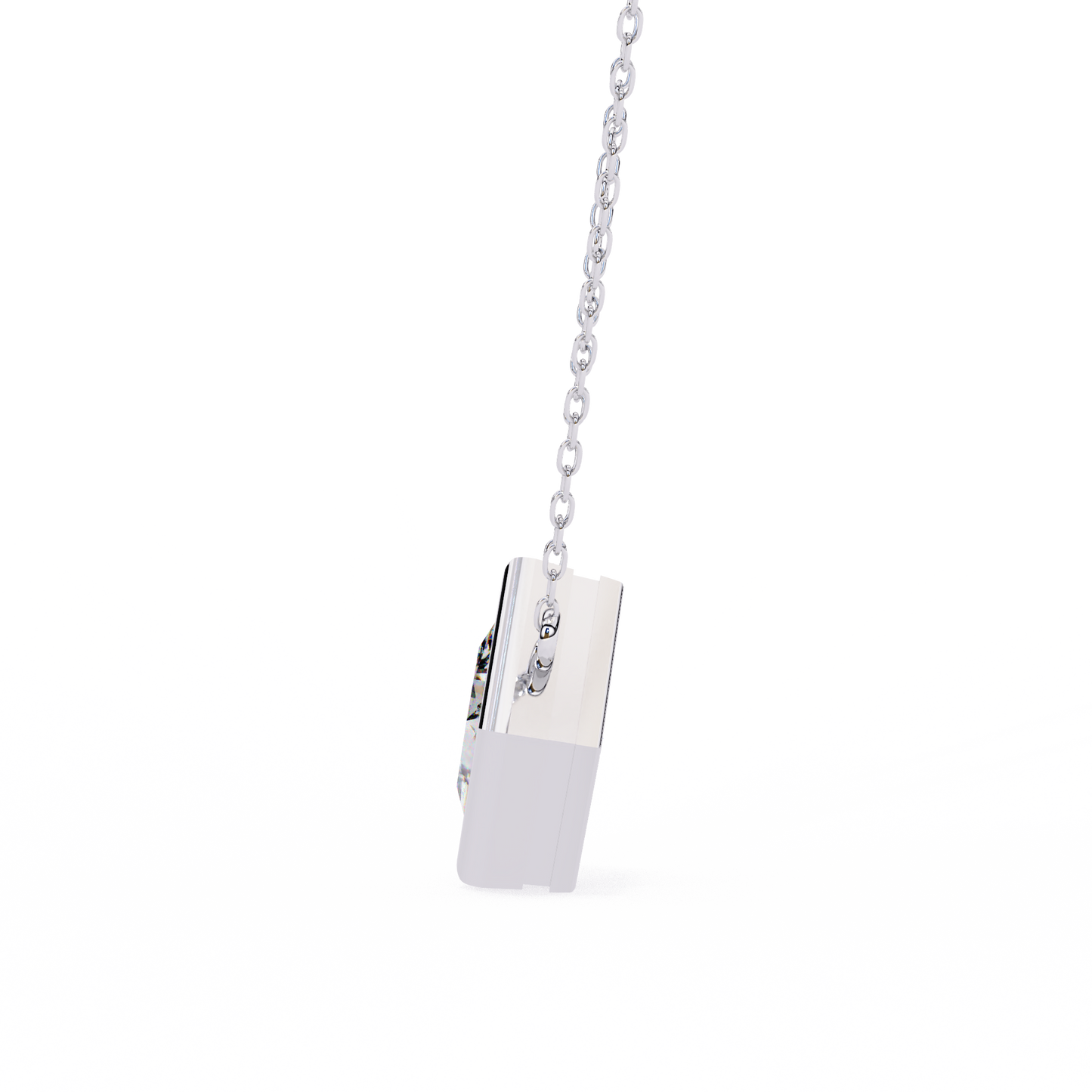 Lab Grown Solitaire Diamond Pendant Princess Stone (2.01ct Pair ) In 14K Gold Without Chain