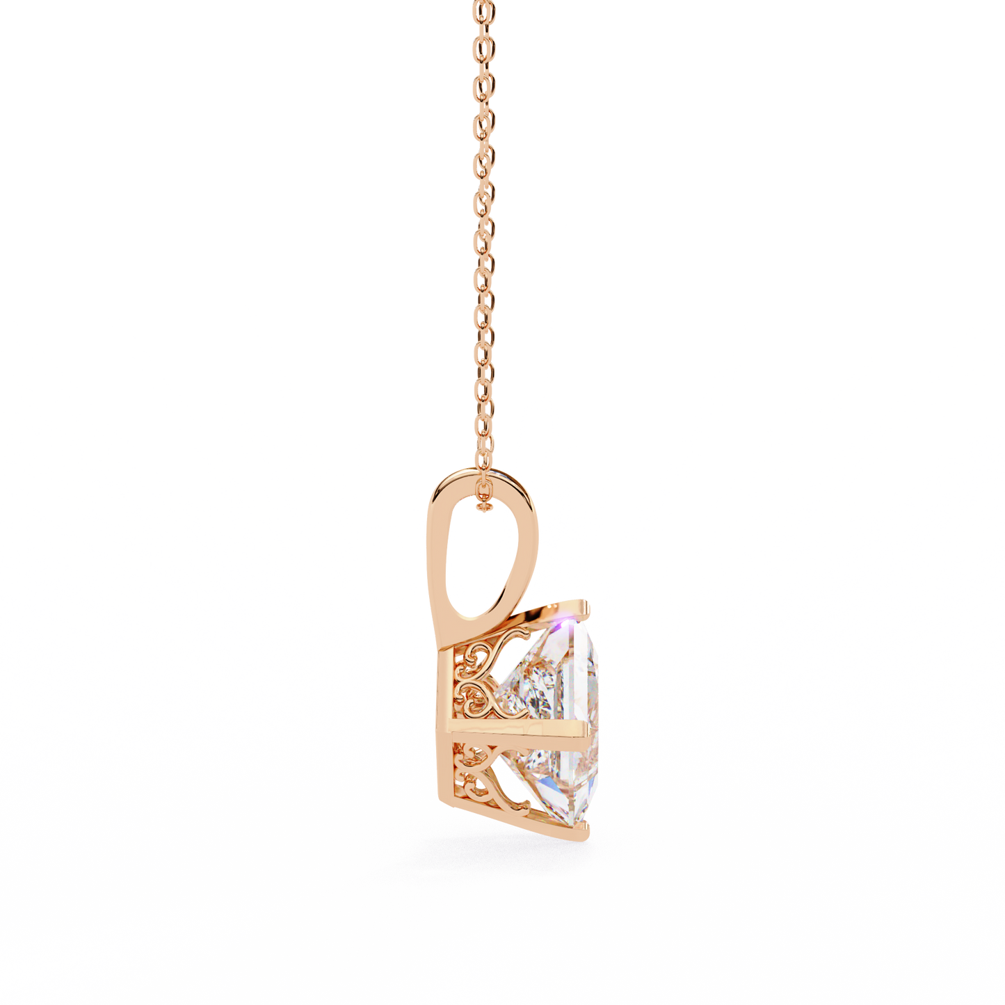 Lab Grown Diamond Pendant Princess Stone (2.87ct Pair ) In 14K Gold Without Chain