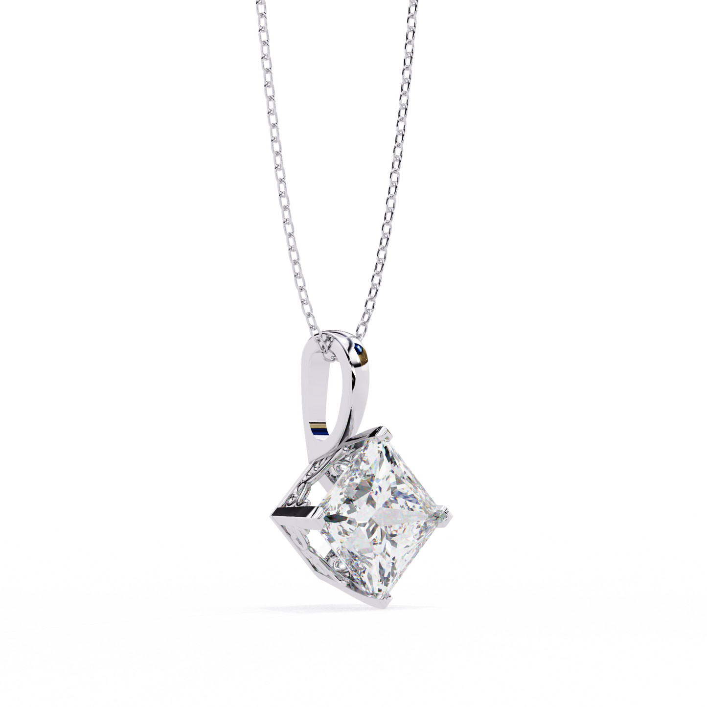 Lab Grown Diamond Pendant Princess Stone (2.87ct Pair ) In 14K Gold Without Chain
