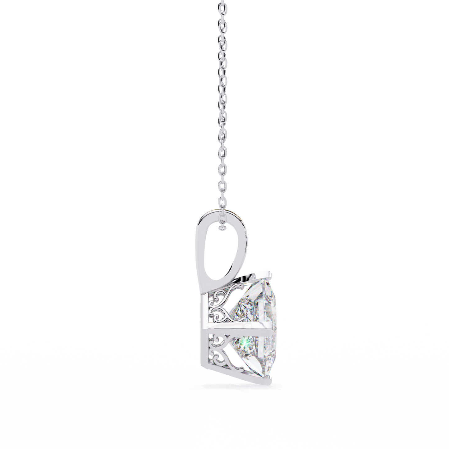 Lab Grown Diamond Pendant Princess Stone (2.87ct Pair ) In 14K Gold Without Chain