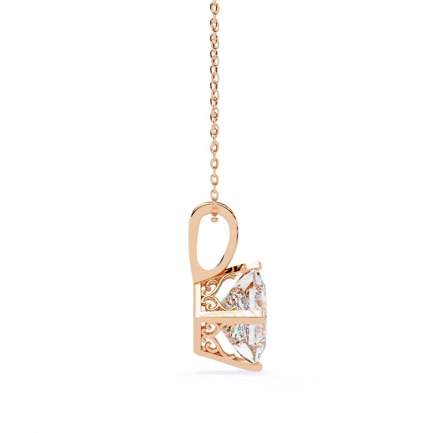 Lab Grown Diamond Pendant Princess Stone (2.87ct Pair ) In 14K Gold Without Chain