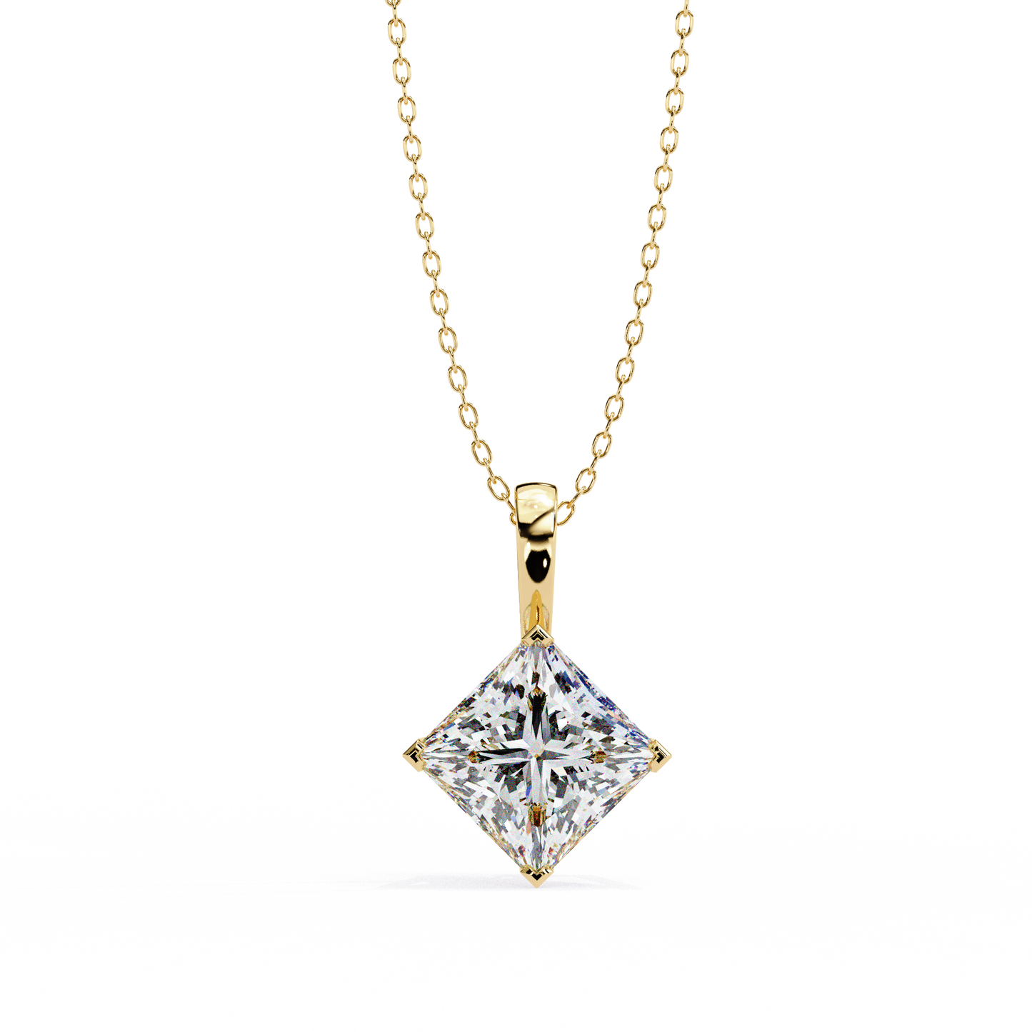 Lab Grown Diamond Pendant Princess Stone (2.87ct Pair ) In 14K Gold Without Chain