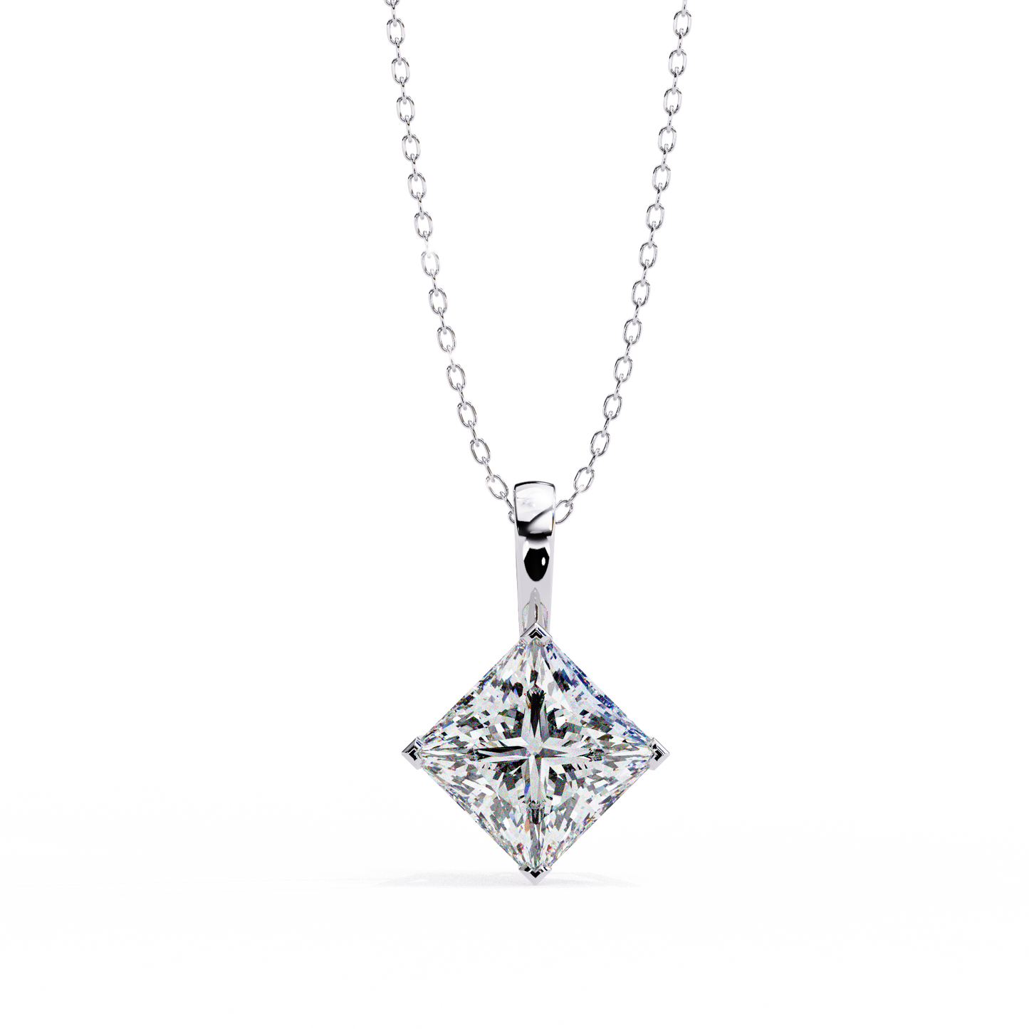 Lab Grown Diamond Pendant Princess Stone (2.87ct Pair ) In 14K Gold Without Chain