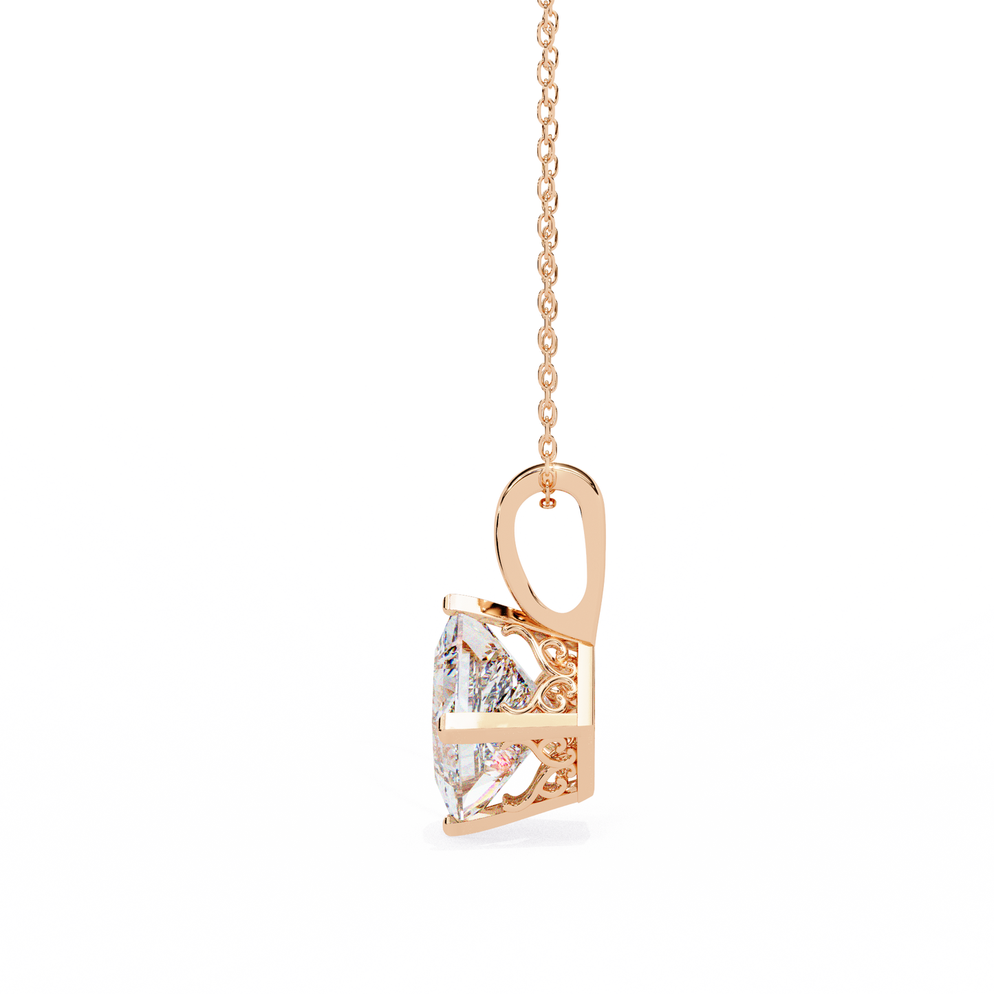 Lab Grown Diamond Pendant Princess Stone (2.87ct Pair ) In 14K Gold Without Chain