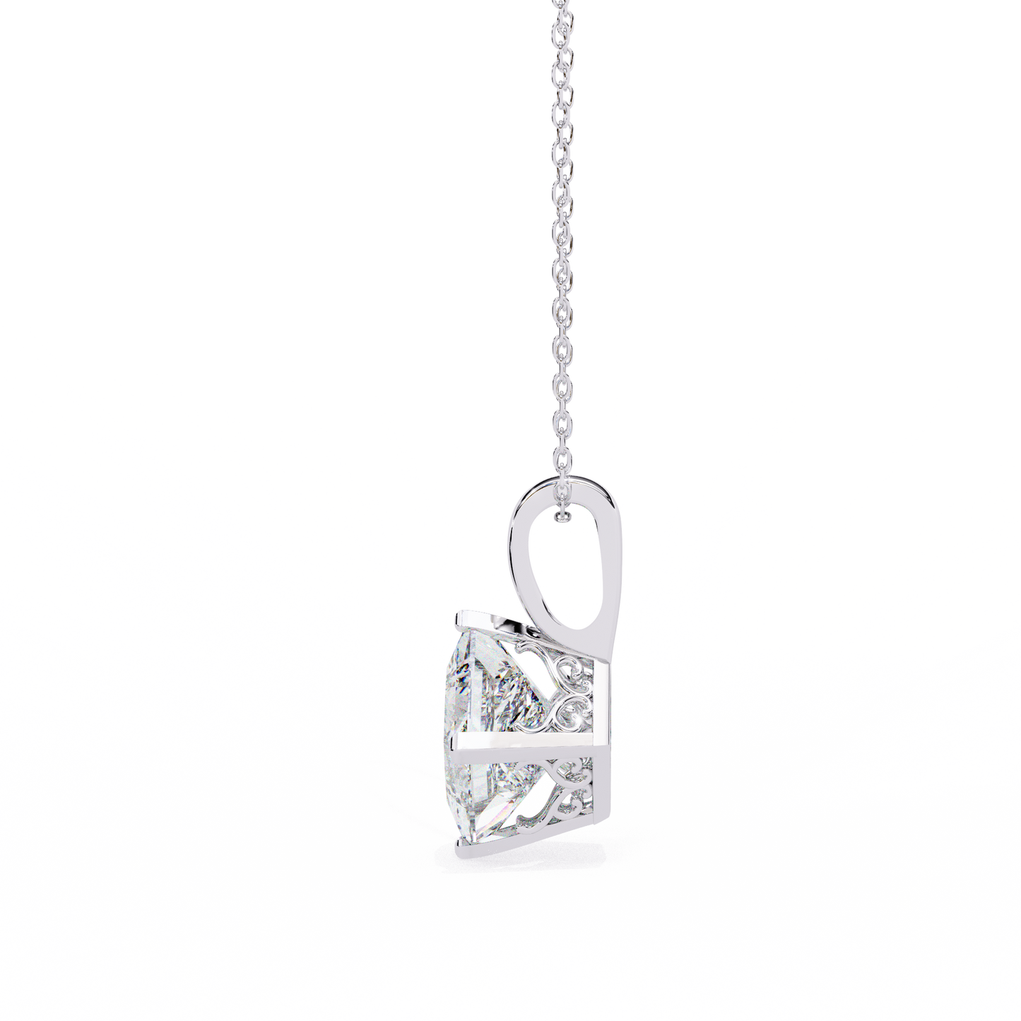 Lab Grown Diamond Pendant Princess Stone (2.87ct Pair ) In 14K Gold Without Chain