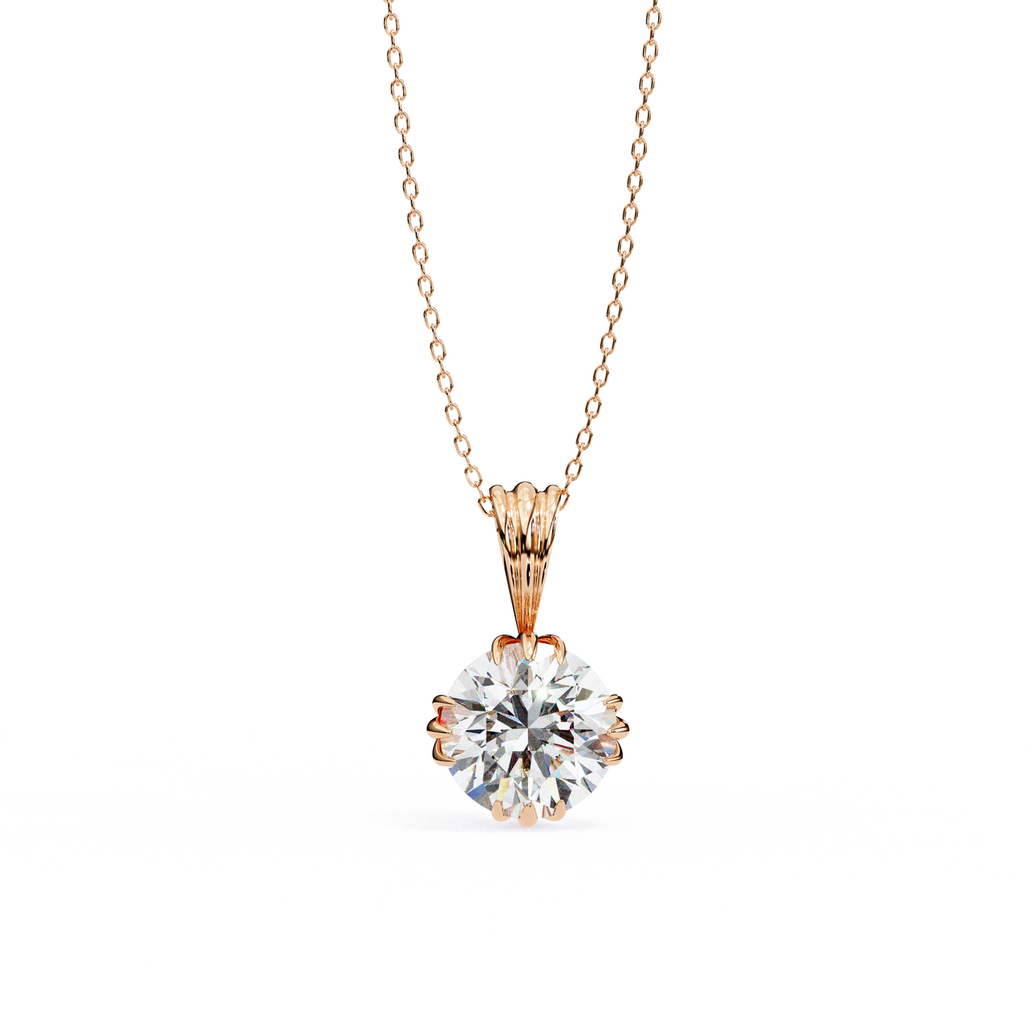 LGD Pendant Round Stone (2.04ct) In 14K Gold Without Chain