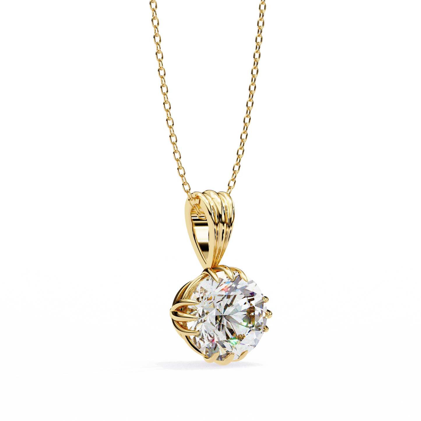 LGD Pendant Round Stone (2.04ct) In 14K Gold Without Chain