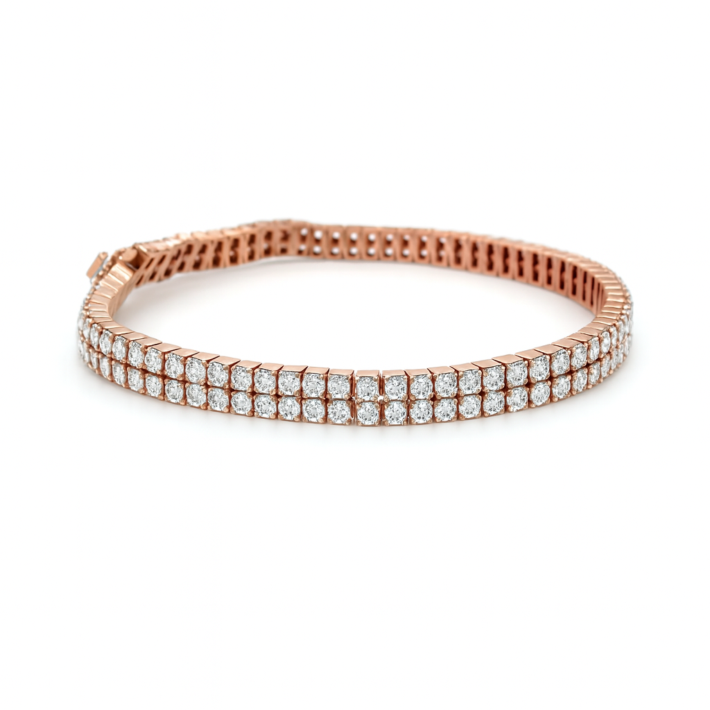 Round Cut Lab Grown Diamond Double Chain Bracelet