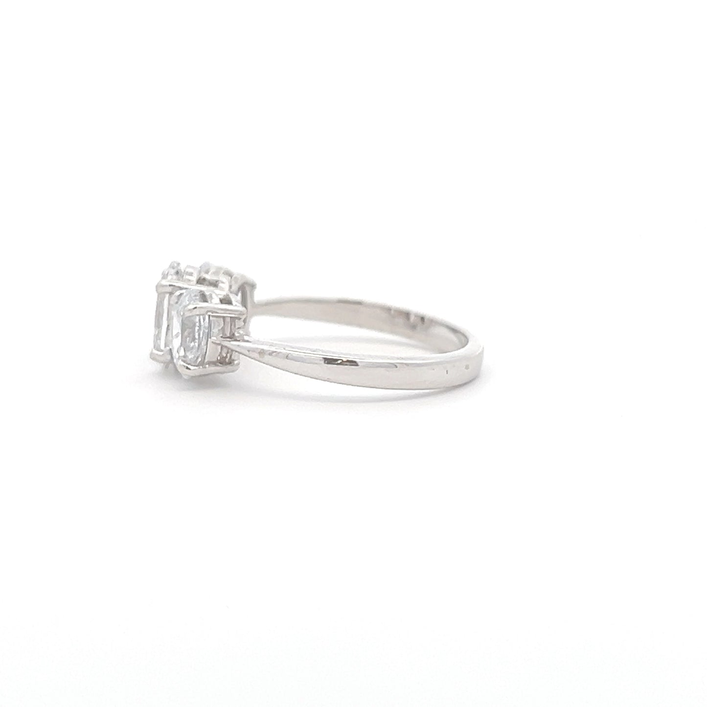 Solitaire 3 Stone Oval Lab Grown Diamond Ring side b