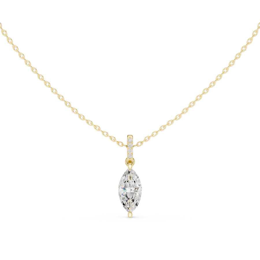 Marquise Cut Lab Grown Diamond Solitaire Pendant with Diamond Bail Necklace