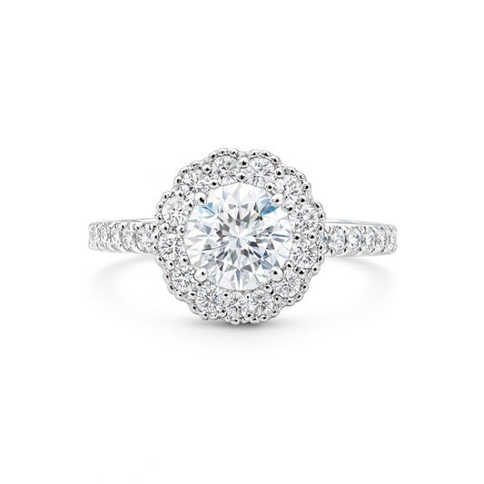 lab Diamond ring with a halo
