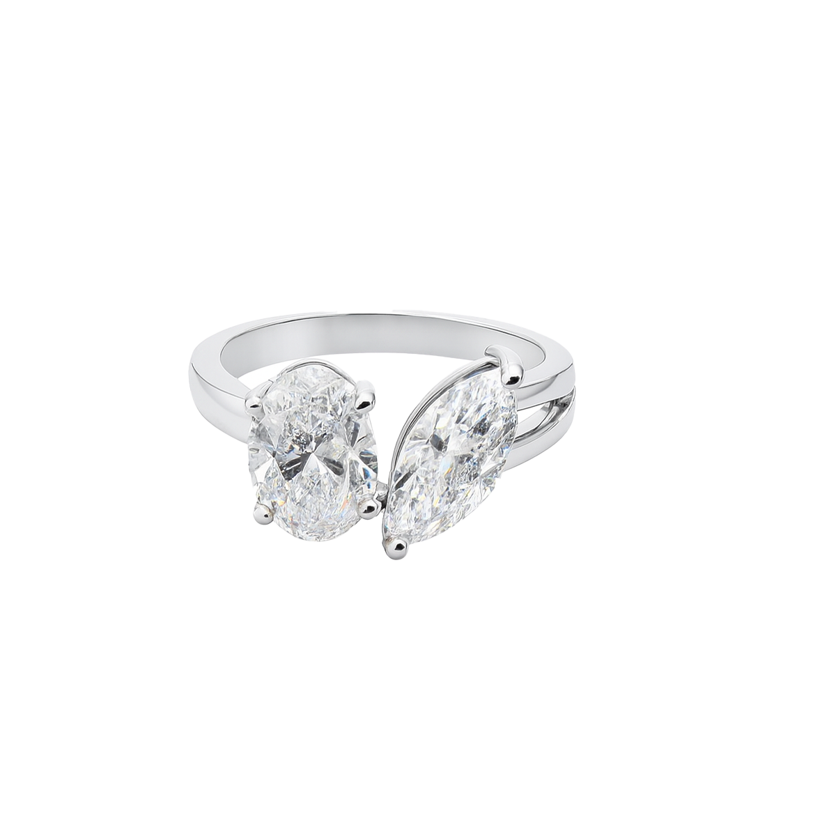 lab grown oval and marquise diamond ring