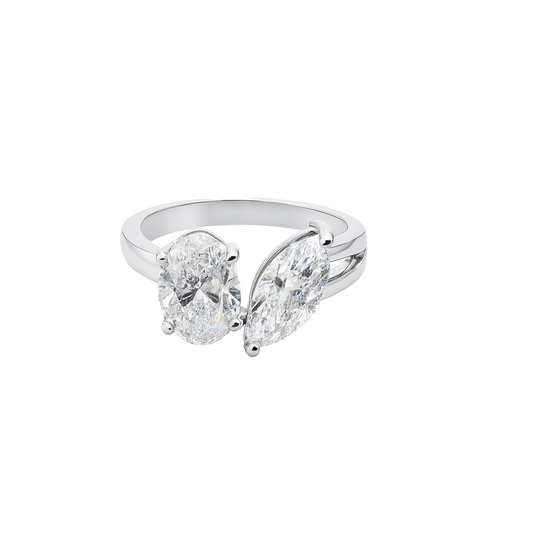 lab grown oval and marquise diamond ring