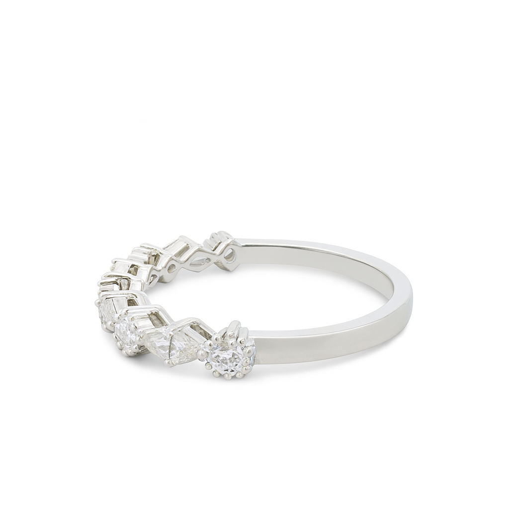 multiShape lab diamond ring side white gold