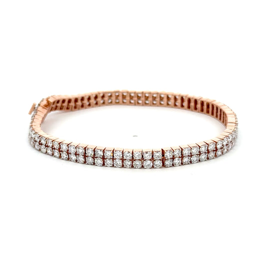 round brilliant lab diamond double chain bracelet