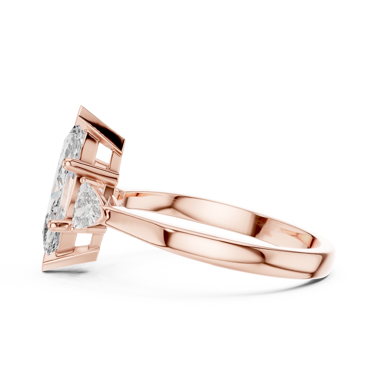 Marquise & Trillion 3 Stone Lab-Grown Diamond Office Wear Ring, Rose Gold
