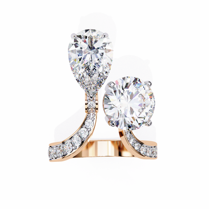 LGD Solitaire Ring Pear(3.34ct) & Round Stone (3.17ct) In 14K Gold   #LGD-PE-CD157