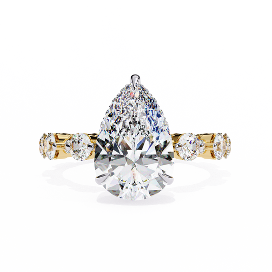 LGD Solitaire Ring Pear Stone (4.41ct) In 14K Gold     #LGD-PE-CD152