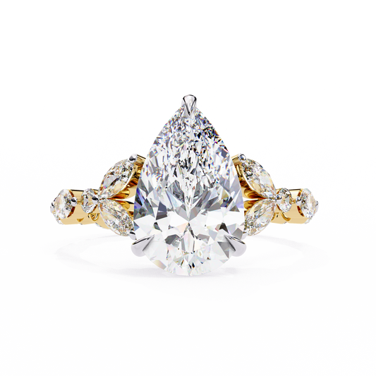 LGD Solitaire Ring Pear Stone (3.97ct) In 14K Gold      #LGD-PE-CD161